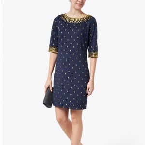 Gretchen Scott Navy & Gold Embroidered Tunic Dress